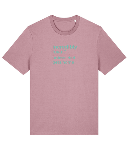'incredibly loyal' customisable dog owner slogan t-shirt with back detail outline drawing