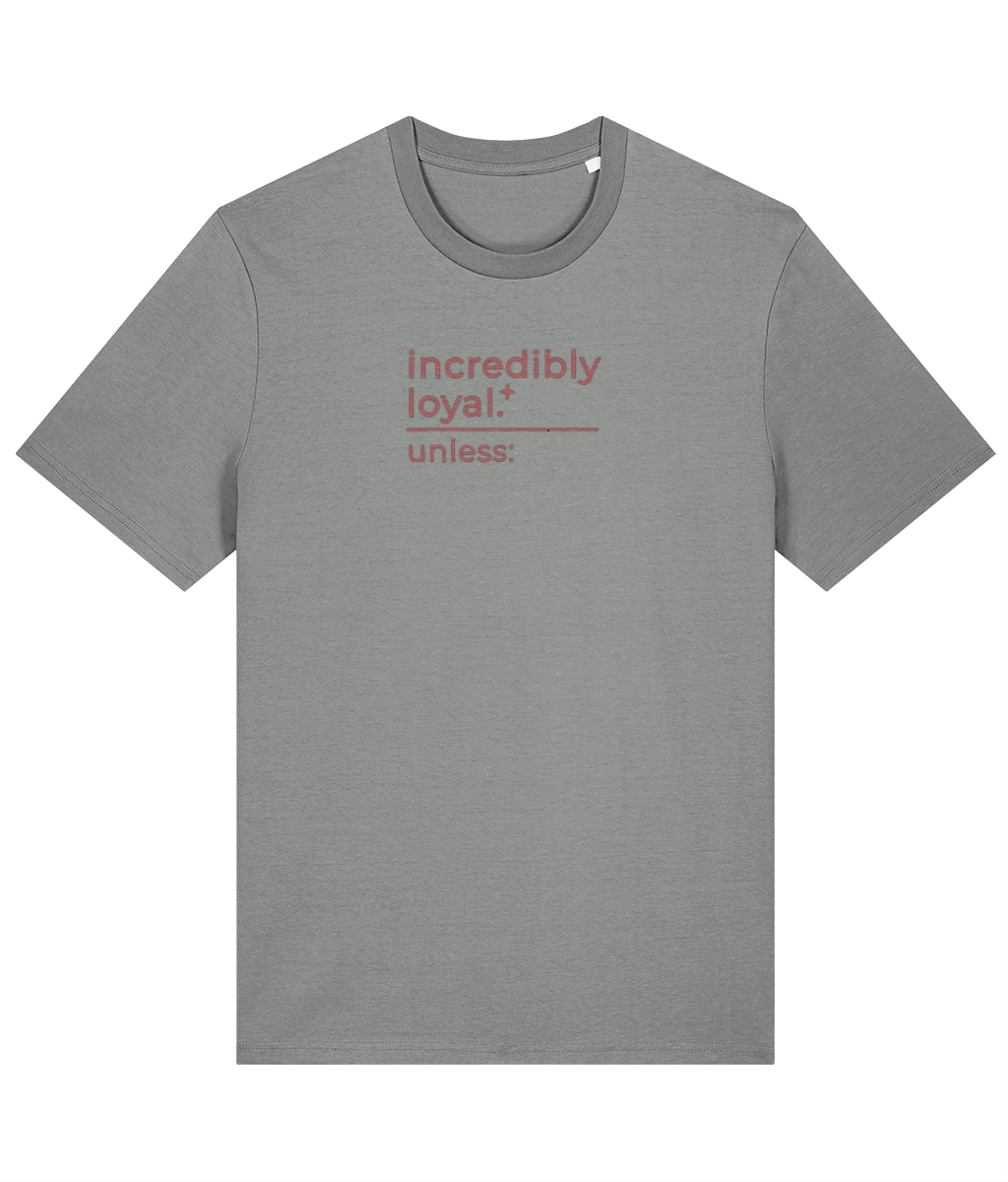 'incredibly loyal' customisable dog owner slogan t-shirt with back detail outline drawing