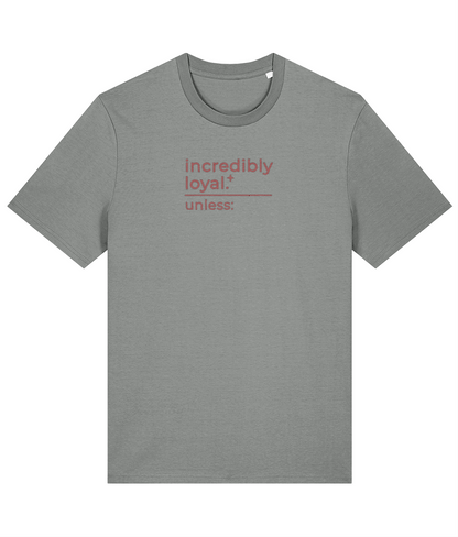 'incredibly loyal' customisable dog owner slogan t-shirt with back detail outline drawing