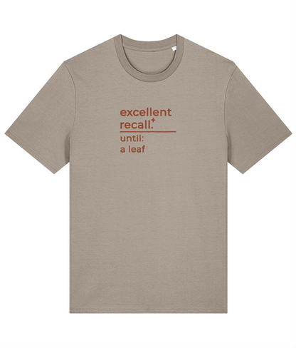 'excellent recall' customisable dog owner slogan t-shirt with back detail outline drawing