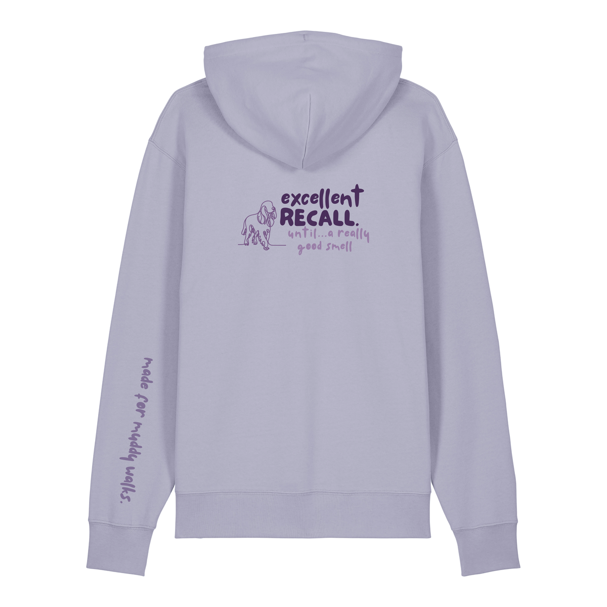 Finish Your Slogan ‘excellent recall until…’ personalised Hoodie 100% organic cotton with breed-specific customisation