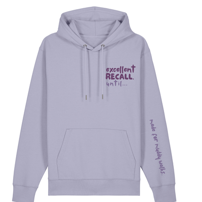 Finish Your Slogan ‘excellent recall until…’ personalised Hoodie 100% organic cotton with breed-specific customisation