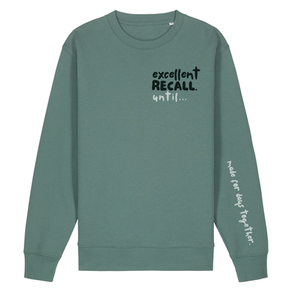 Finish Your Slogan ‘excellent recall until…’ personalised Sweatshirt 100% organic cotton with breed-specific customisation