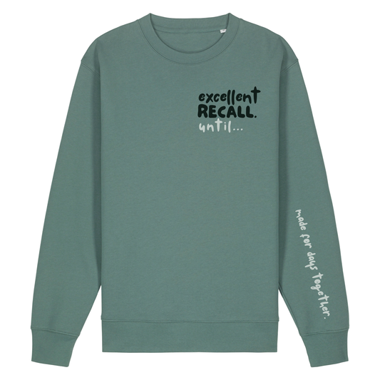 Finish Your Slogan ‘excellent recall until…’ personalised Sweatshirt 100% organic cotton with breed-specific customisation