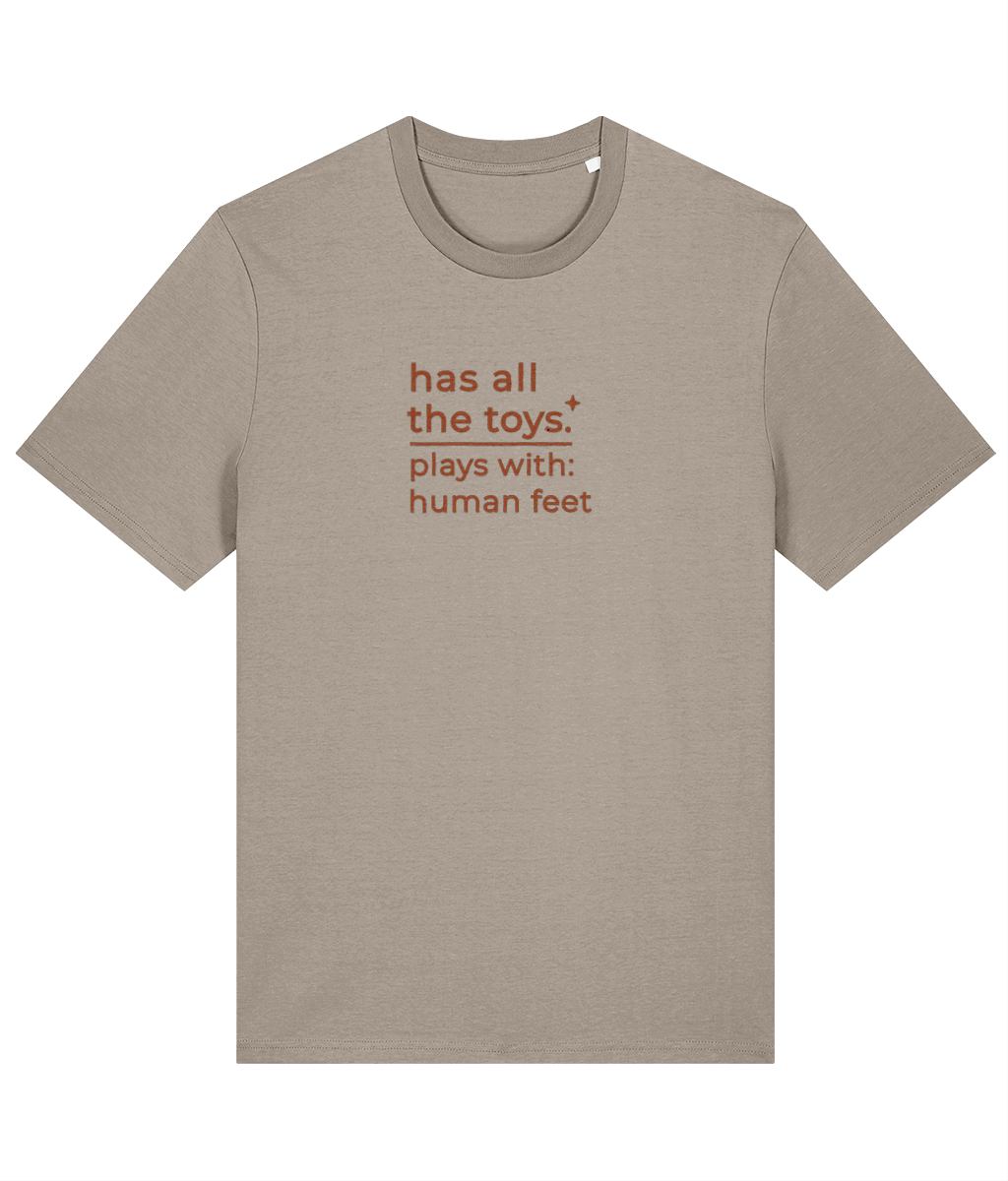 'all the toys' customisable dog owner slogan t-shirt with back detail outline drawing