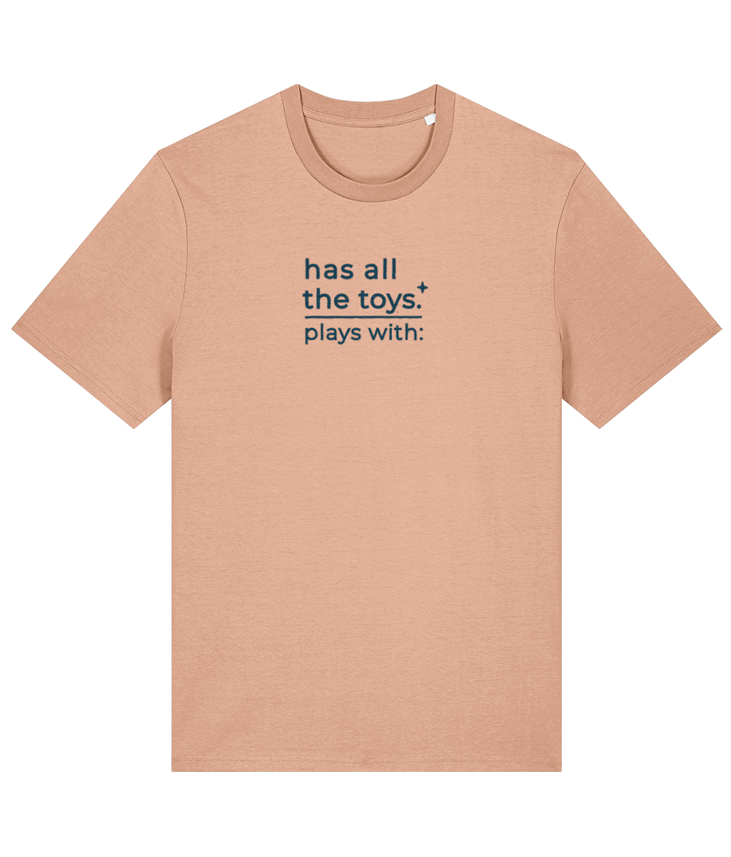 'all the toys' customisable dog owner slogan t-shirt with back detail outline drawing