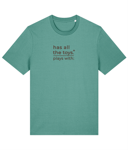 'all the toys' customisable dog owner slogan t-shirt with back detail outline drawing