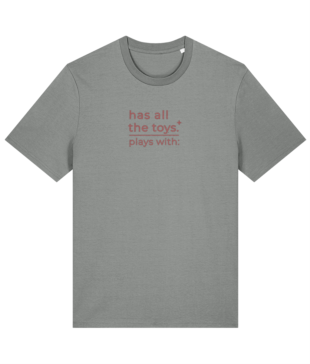 'all the toys' customisable dog owner slogan t-shirt with back detail outline drawing