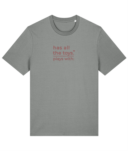 'all the toys' customisable dog owner slogan t-shirt with back detail outline drawing