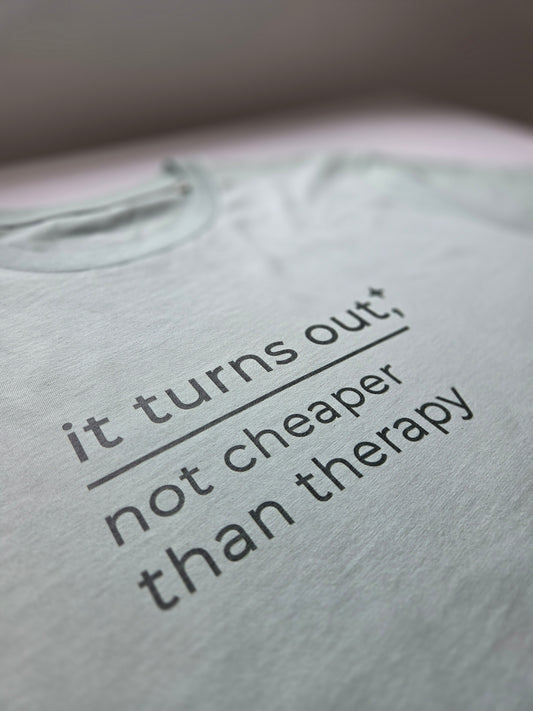 'cheaper than therapy' slogan t-shirt slogan t-shirt with breed-specific outline