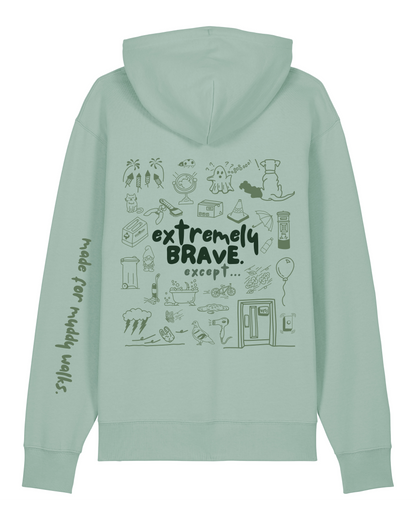 The Doodled Mess ‘extremely brave except…’ Hoodie 100% organic cotton