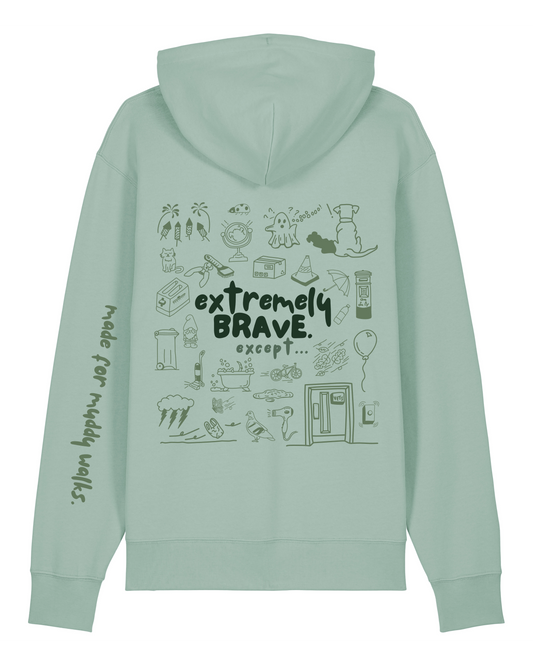 The Doodled Mess ‘extremely brave except…’ Hoodie 100% organic cotton