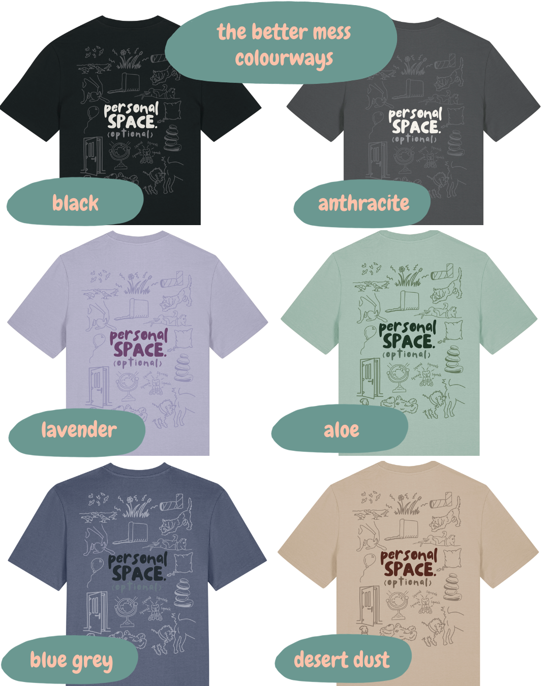 'personal space (optional)’ Hoodie 100% organic cotton with breed specific customisation