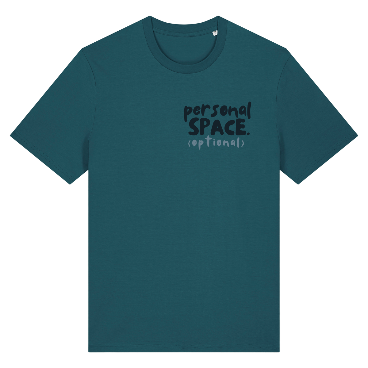‘personal space (optional)’ t-shirt 100% organic cotton with breed specific customisation