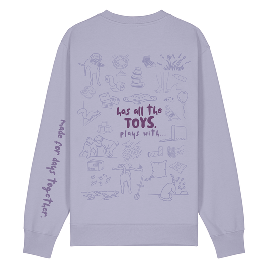 The Doodled Mess 'has all the toys, play with…’ Sweatshirt 100% organic cotton