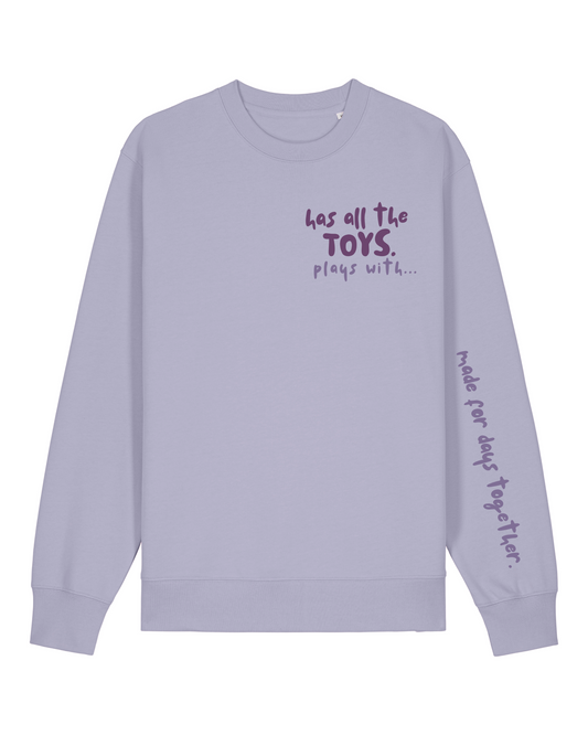 The Doodled Mess 'has all the toys, play with…’ Sweatshirt 100% organic cotton
