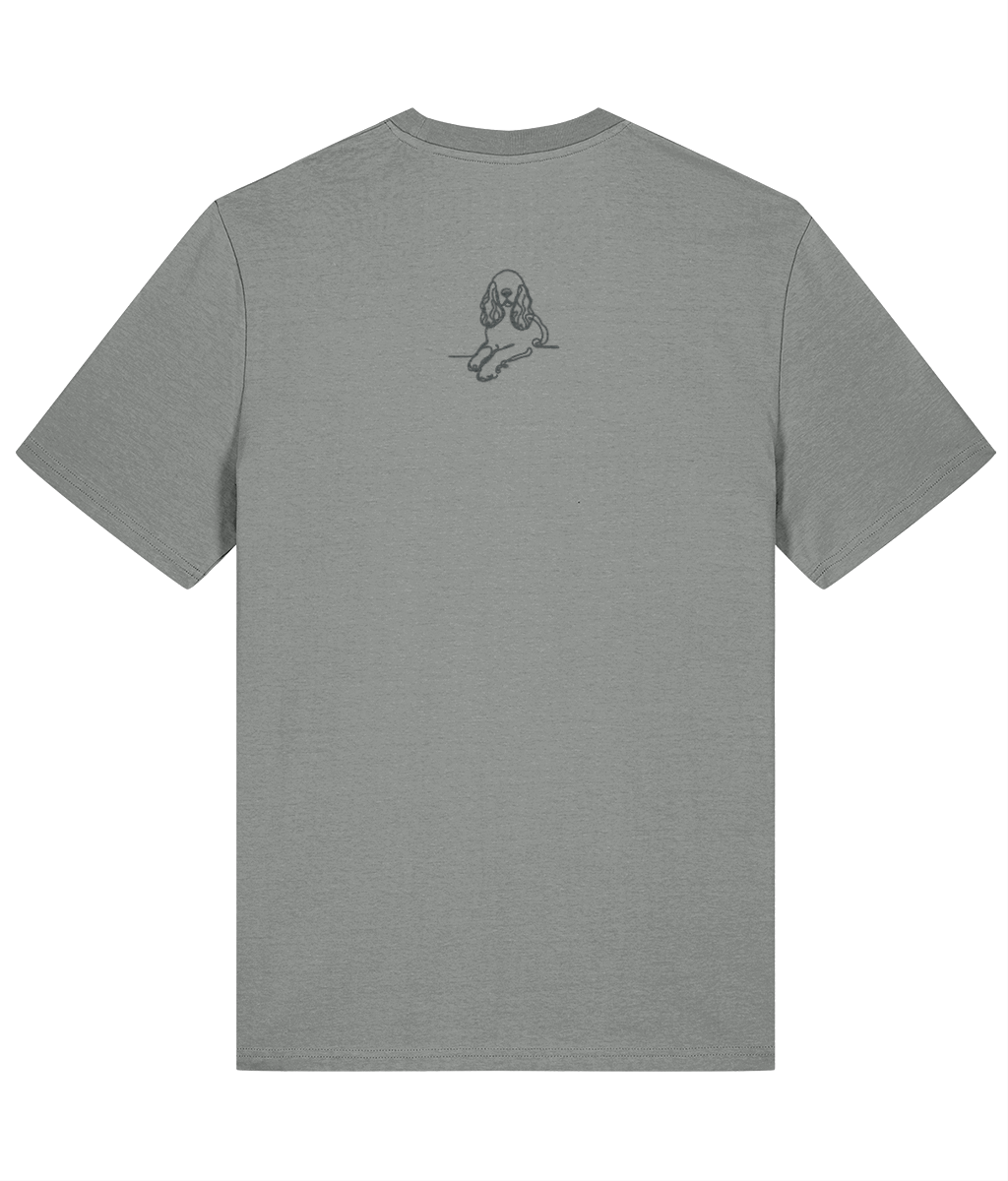 'excellent recall' customisable dog owner slogan t-shirt with back detail outline drawing