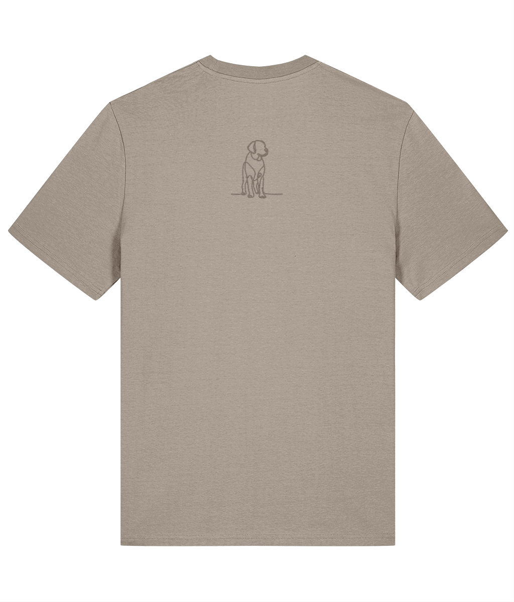 'excellent recall' customisable dog owner slogan t-shirt with back detail outline drawing