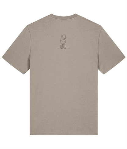 'excellent recall' customisable dog owner slogan t-shirt with back detail outline drawing