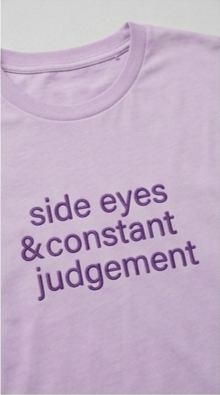 side eyes & constant judgement embroidered t-shirt customisable
